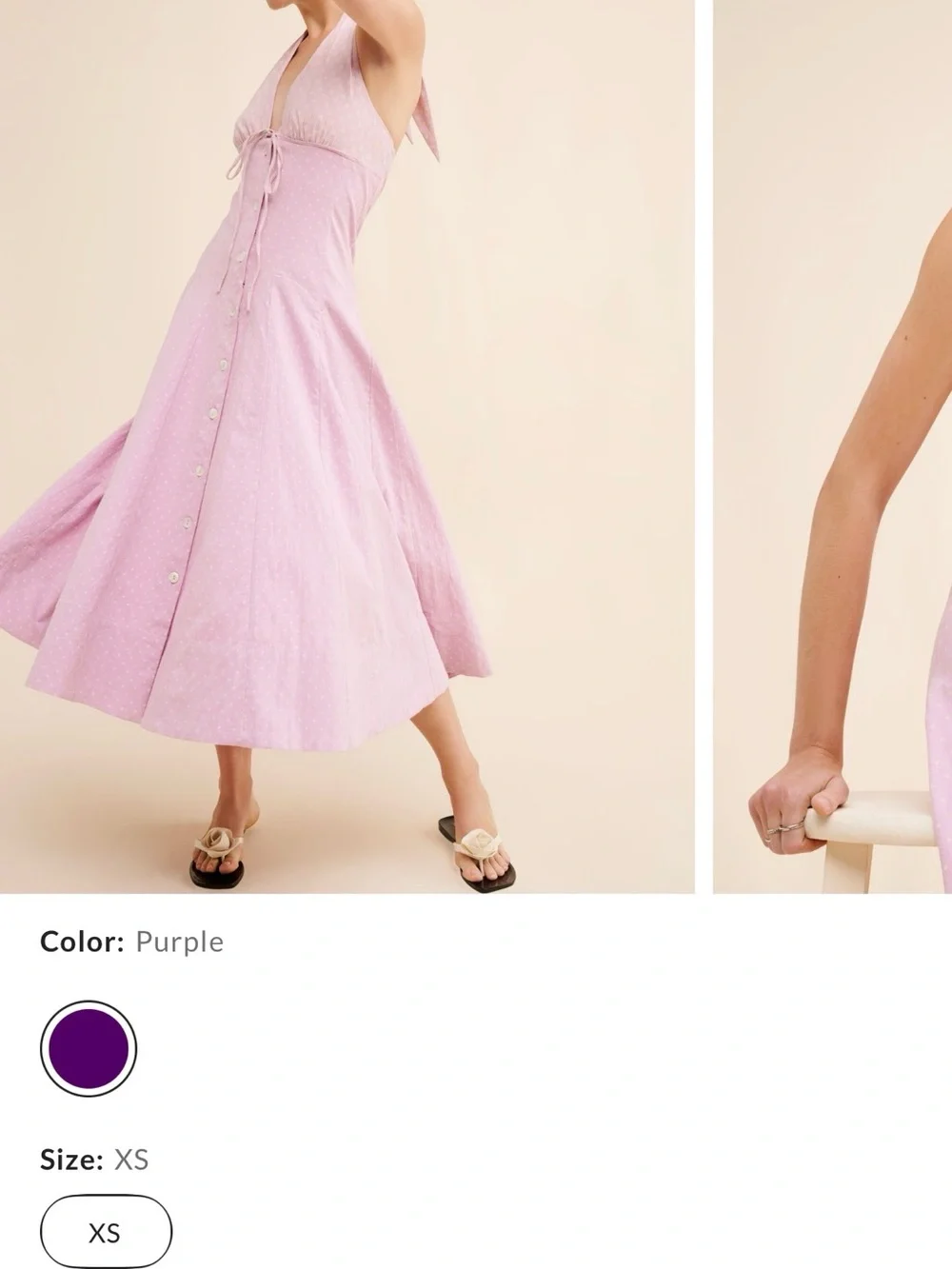 Free People Lilac Halter Button-Front Midi Dress - Picture 3 of 3